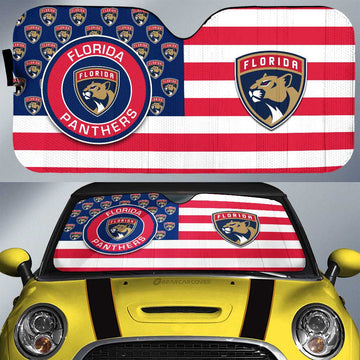 Florida Panthers Car Sunshade Custom US Flag Style - Gearcarcover - 1