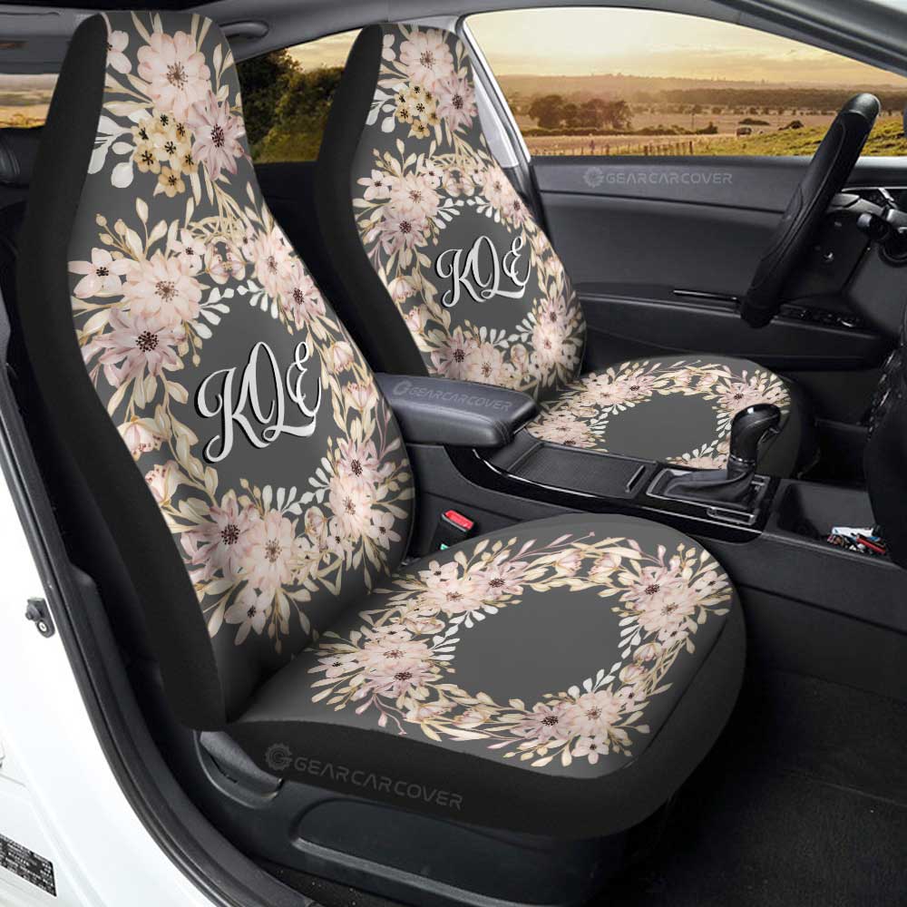 Flowers Car Seat Covers Custom Personalized Name Car Accessories - Gearcarcover - 3