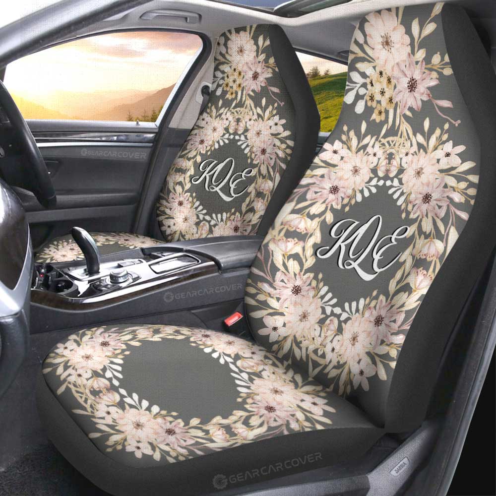 Flowers Car Seat Covers Custom Personalized Name Car Accessories - Gearcarcover - 4