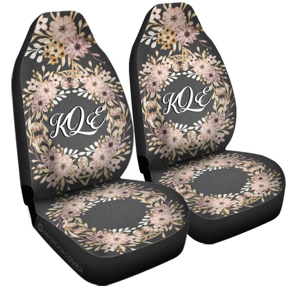 Flowers Car Seat Covers Custom Personalized Name Car Accessories - Gearcarcover - 1