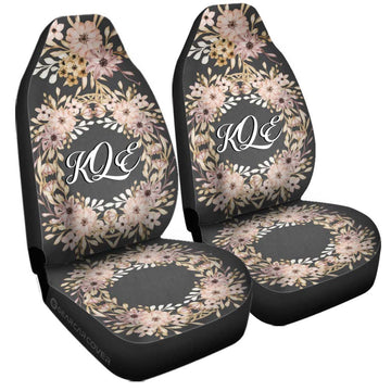 Flowers Car Seat Covers Custom Personalized Name Car Accessories - Gearcarcover - 1
