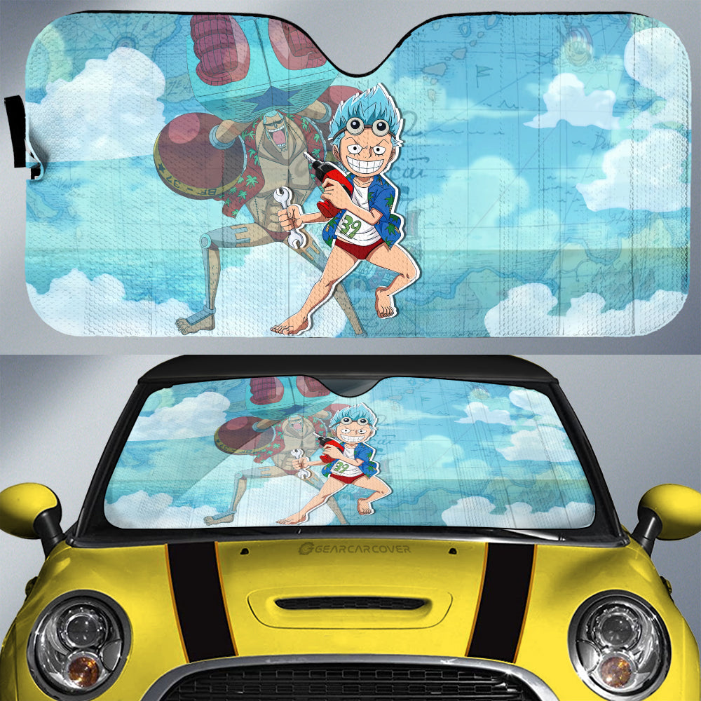 Franky Car Sunshade Custom One Piece Map Anime Car Accessories - Gearcarcover - 1