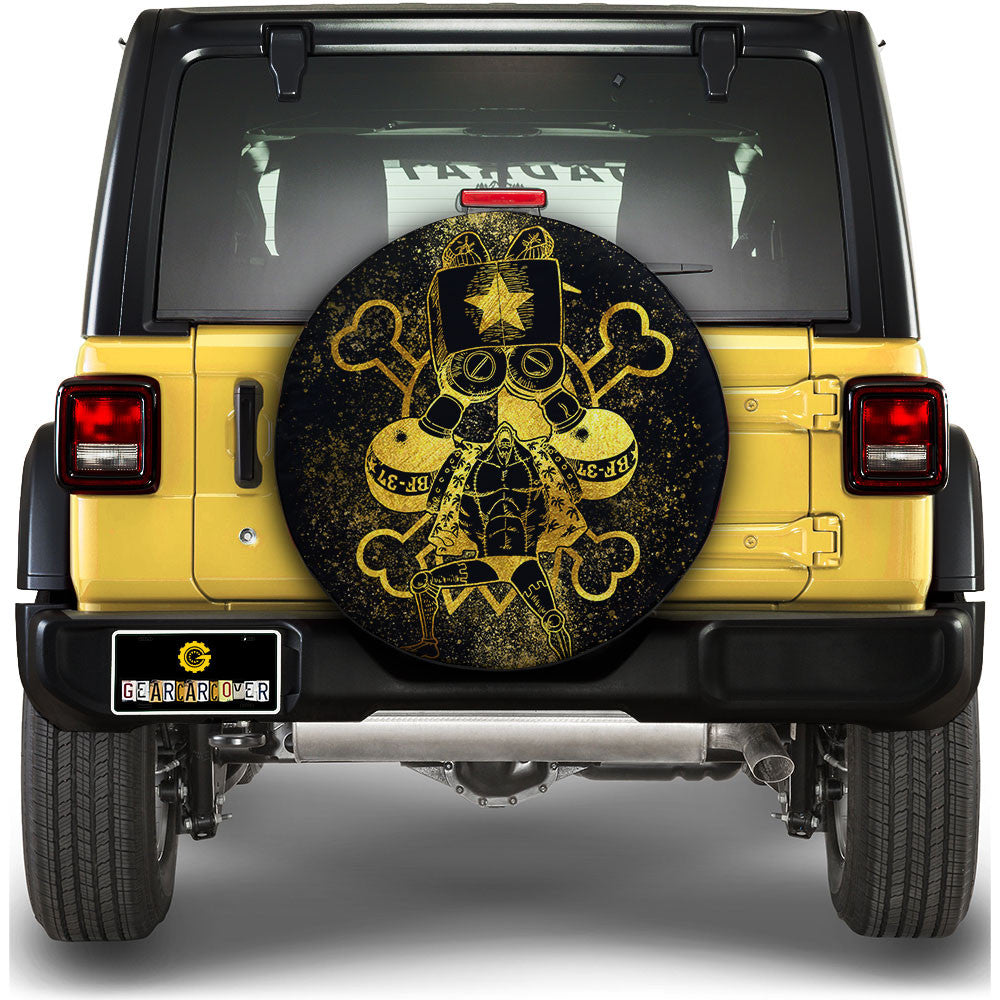 Franky Spare Tire Cover Custom One Piece Anime Gold Silhouette Style - Gearcarcover - 1