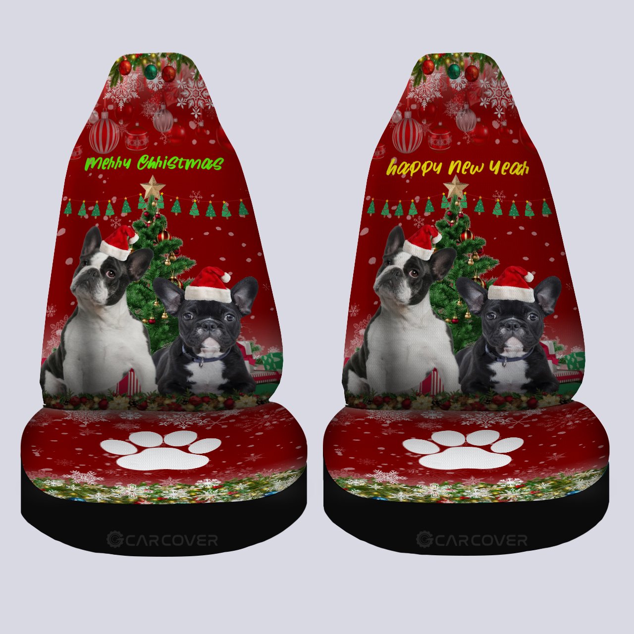 French Bulldogs Christmas Dog Car Seat Covers Custom Car Interior Accessories - Gearcarcover - 4