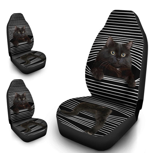 Funny Black Cat Car Seat Covers Custom Black Cat Car Accessories For Cat Lovers - Gearcarcover - 1