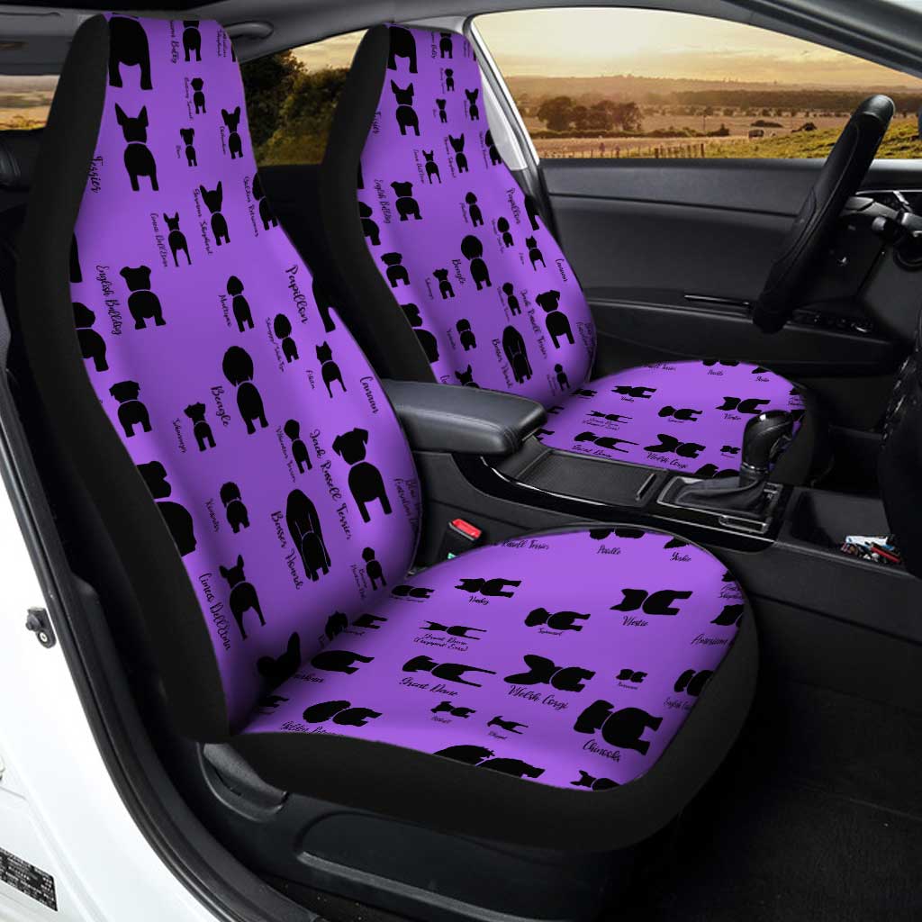Funny Dogs Car Seat Covers Custom Purple Pattern Car Accessories - Gearcarcover - 2