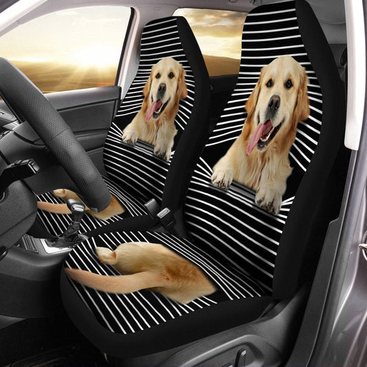 Funny Golden Retriever Car Seat Covers Custom Golden Retriever Car Accessories For Dog Lovers - Gearcarcover - 2