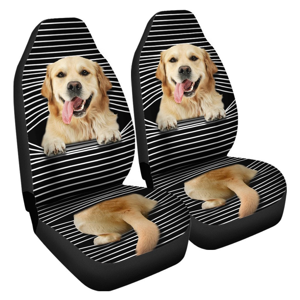 Funny Golden Retriever Car Seat Covers Custom Golden Retriever Car Accessories For Dog Lovers - Gearcarcover - 4