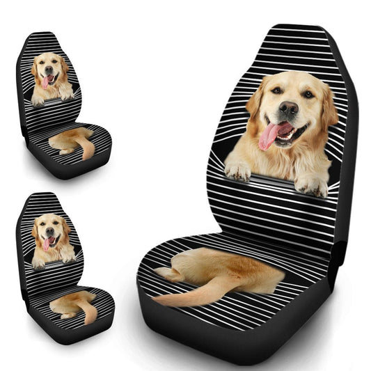 Funny Golden Retriever Car Seat Covers Custom Golden Retriever Car Accessories For Dog Lovers - Gearcarcover - 1