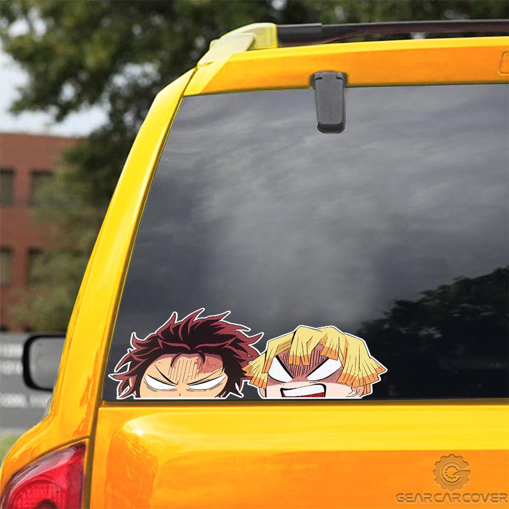 Funny Tanjiro And Zenitsu Face Car Sticker Custom Demon Slayer Anime Car Accessories - Gearcarcover - 3