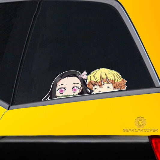 Funny Zenitsu And Nezuko Face Car Sticker Custom Demon Slayer Anime Car Accessories - Gearcarcover - 2