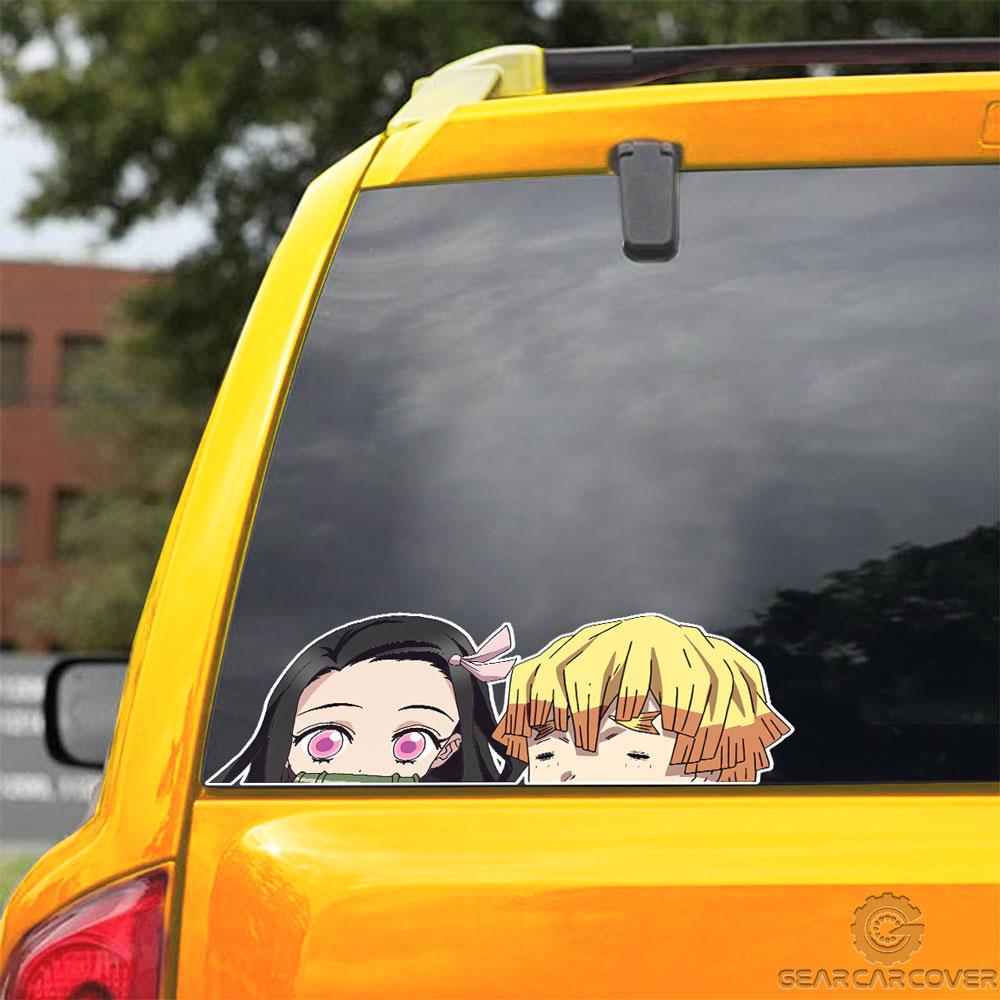 Funny Zenitsu And Nezuko Face Car Sticker Custom Demon Slayer Anime Car Accessories - Gearcarcover - 3