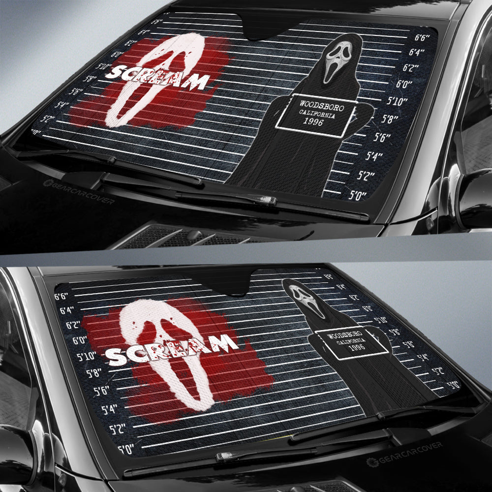 Ghostface In Scream Car Sunshade Custom Horror Characters Car Interior Accessories - Gearcarcover - 3