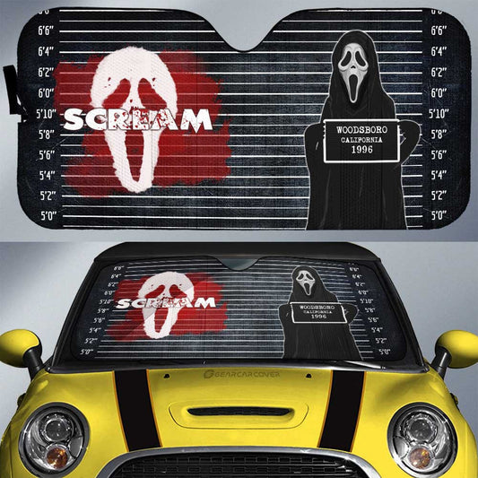Ghostface In Scream Car Sunshade Custom Horror Characters Car Interior Accessories - Gearcarcover - 1