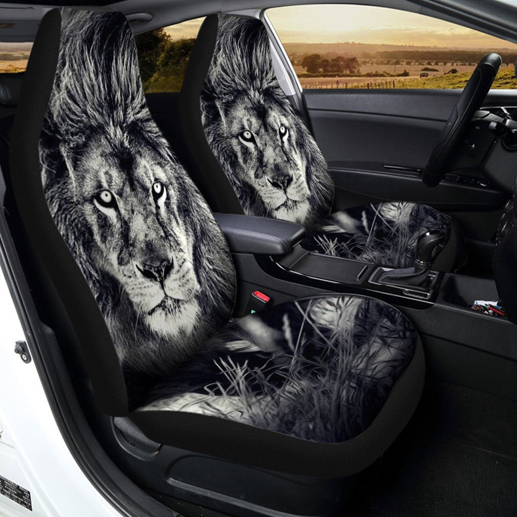 Gift For Dad Coolest Gray Lion Car Seat Covers Custom Gift Idea For Dad - Gearcarcover - 2