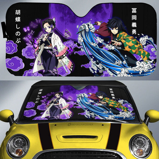 Giyuu And Shinobu Car Sunshade Custom Demon Slayer Anime Car Accessories - Gearcarcover - 1