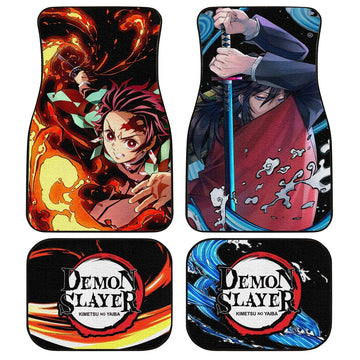 Giyuu And Tanjiro Car Floor Mats Custom Breathing Demon Slayer Anime Car Accessories - Gearcarcover - 1