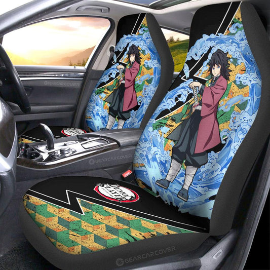 Giyuu Car Seat Covers Custom Water Breathing Skill Demon Slayer Anime Car Accessories - Gearcarcover - 2