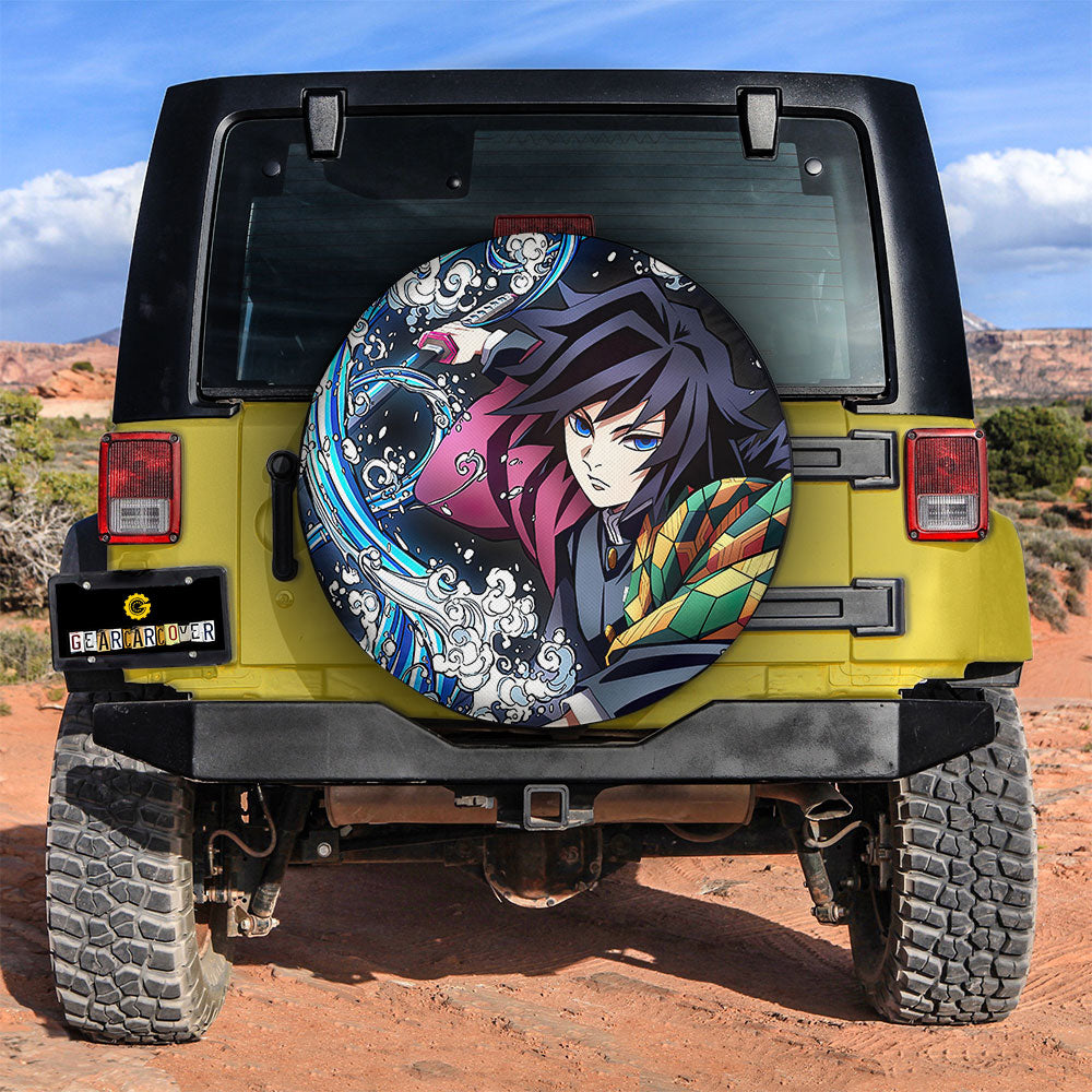 Giyuu Tomioka Spare Tire Cover Custom Demon Slayer Anime Car Accessoriess - Gearcarcover - 3