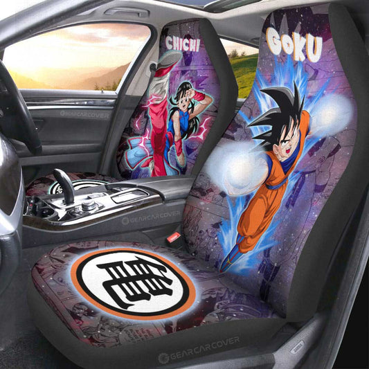 Goku And Chichi Car Seat Covers Custom Galaxy Style Dragon Ball Anime Car Accessories - Gearcarcover - 2