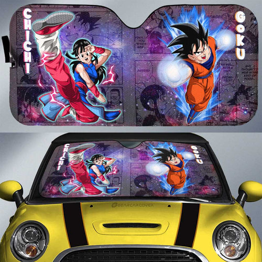 Goku And Chichi Car Sunshade Custom Dragon Ball Anime Car Accessories Galaxy Style - Gearcarcover - 1