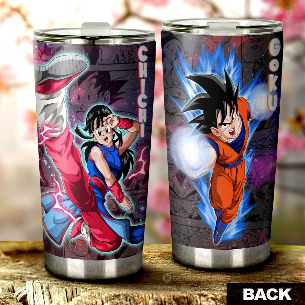 Goku And Chichi Tumbler Cup Custom Dragon Ball Anime Car Accessories Galaxy Style - Gearcarcover - 1