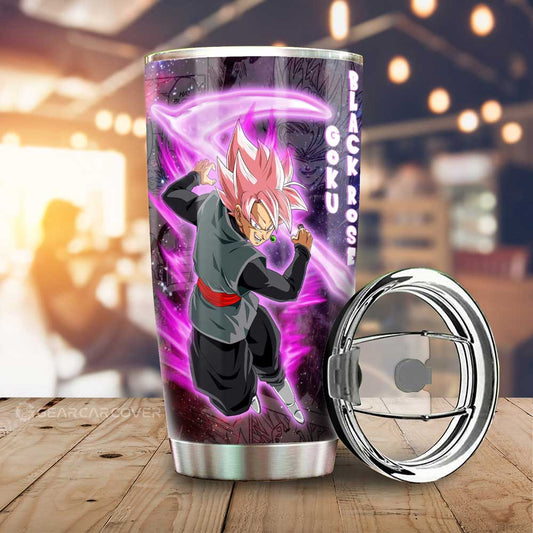 Goku Black Rose Tumbler Cup Custom Dragon Ball Anime Car Accessories Galaxy Style - Gearcarcover - 1
