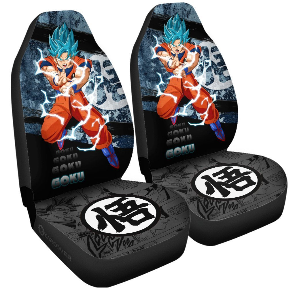 Goku Blue Car Seat Covers Custom Anime Dragon Ball Car Interior Accessories - Gearcarcover - 3