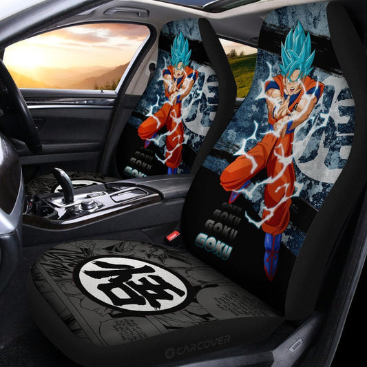 Goku Blue Car Seat Covers Custom Anime Dragon Ball Car Interior Accessories - Gearcarcover - 2