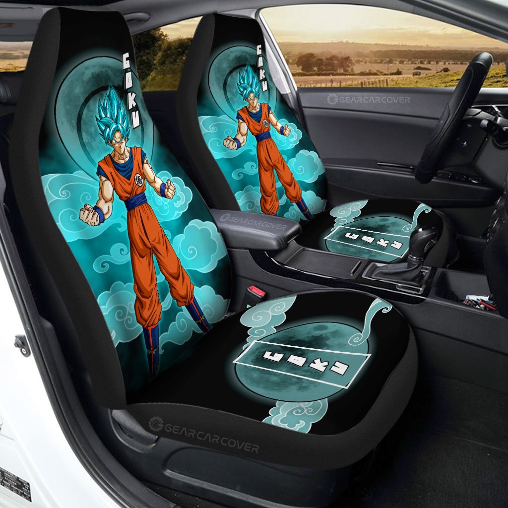 Goku Blue Car Seat Covers Custom Dragon Ball Anime Car Accessories - Gearcarcover - 1