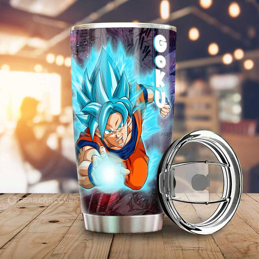 Goku Blue Tumbler Cup Custom Dragon Ball Anime Car Accessories Galaxy Style - Gearcarcover - 1