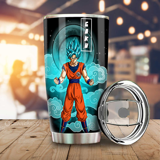 Goku Blue Tumbler Cup Custom Dragon Ball Anime Car Accessories - Gearcarcover - 1