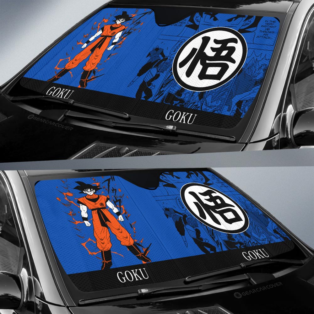 Goku Car Sunshade Custom Dragon Ball Anime Manga Color Style - Gearcarcover - 2