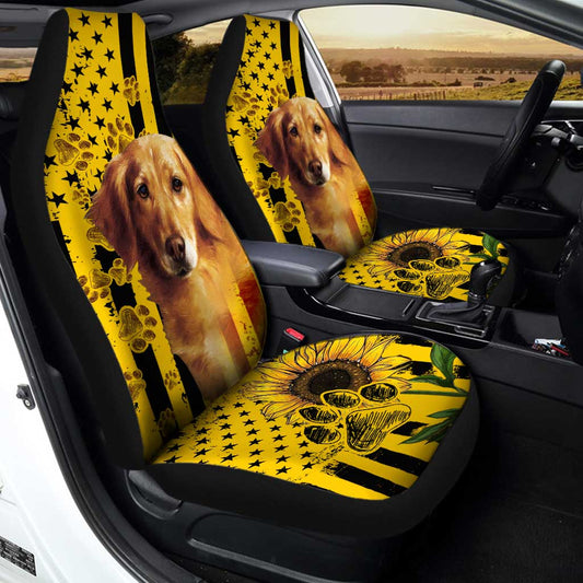 Golden Retriever Car Seat Covers Custom Dog Sunflower Car Accessories - Gearcarcover - 2