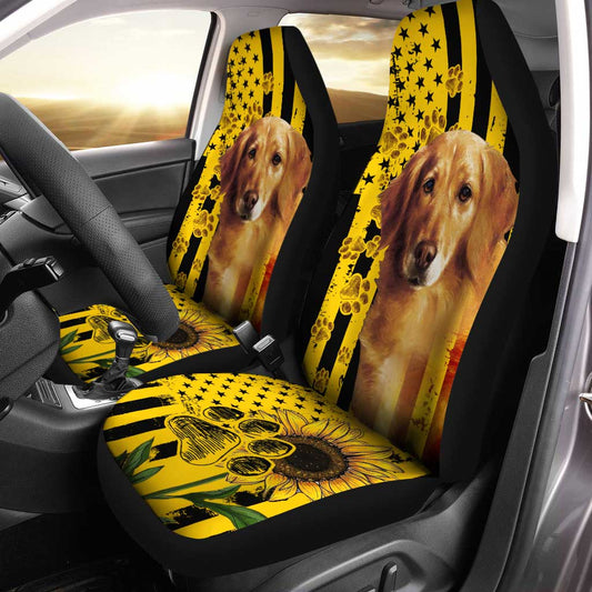 Golden Retriever Car Seat Covers Custom Dog Sunflower Car Accessories - Gearcarcover - 1