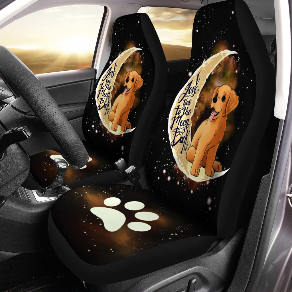 Golden Retriever Car Seat Covers I Love You To The Moon and Back Cute Car Accessories - Gearcarcover - 1