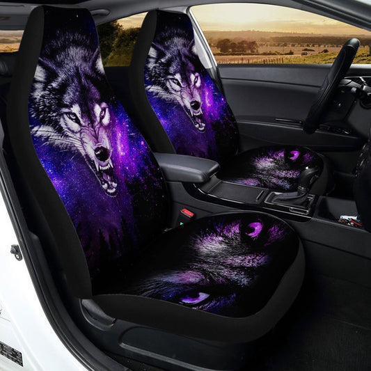 Gray Wolf Car Seat Covers Custom Coolest Car Accessories Best For Dad - Gearcarcover - 2