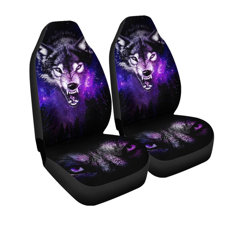 Gray Wolf Car Seat Covers Custom Coolest Car Accessories Best For Dad - Gearcarcover - 3