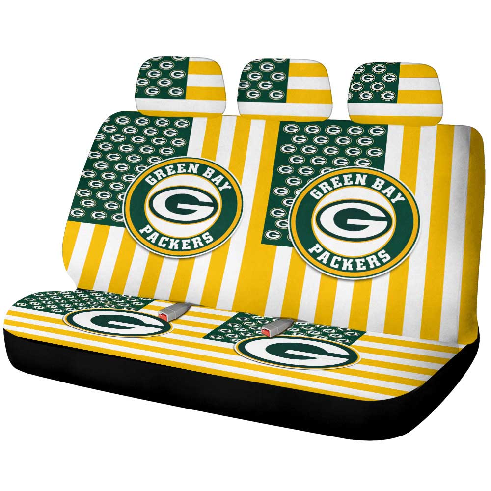 Green Bay Packers Car Back Seat Cover Custom US Flag Style - Gearcarcover - 1