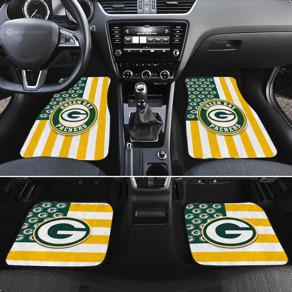 Green Bay Packers Car Floor Mats Custom US Flag Style - Gearcarcover - 2