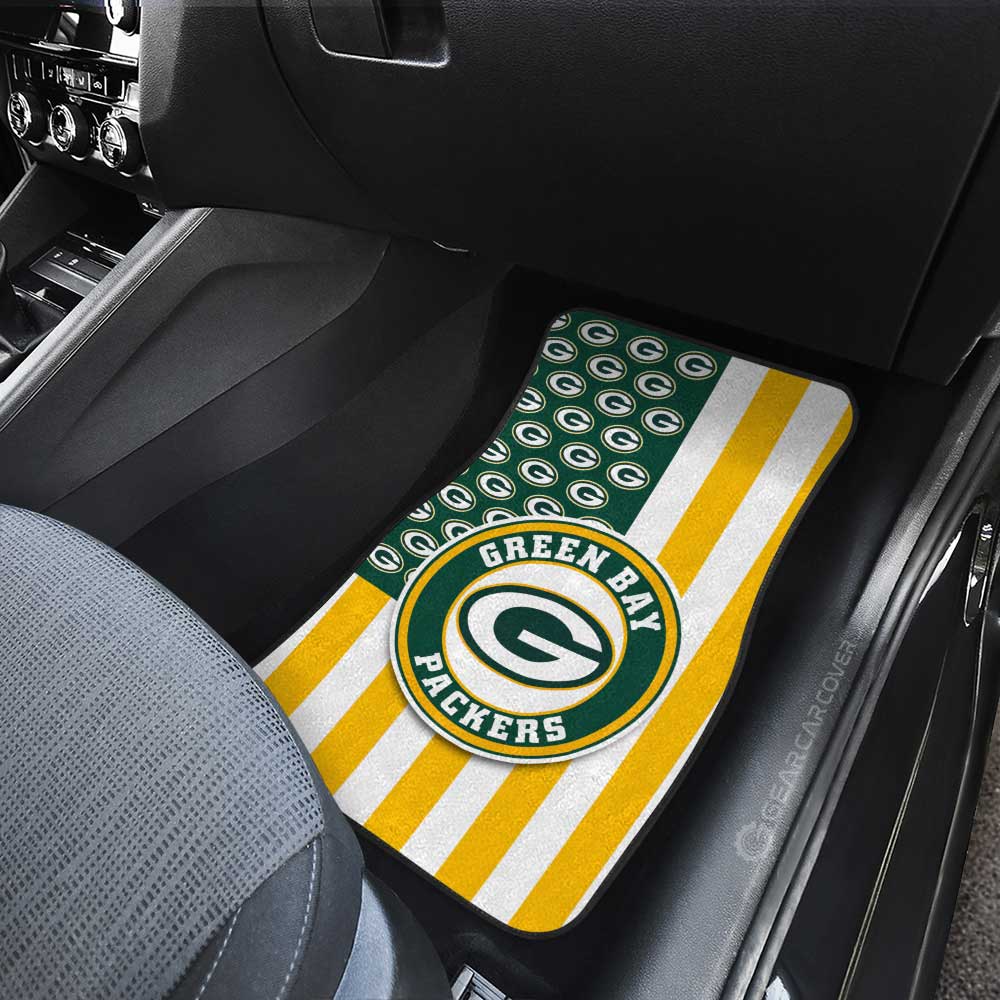 Green Bay Packers Car Floor Mats Custom US Flag Style - Gearcarcover - 3