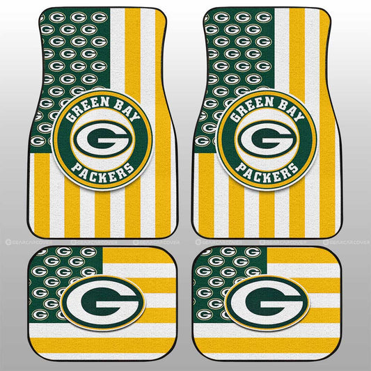 Green Bay Packers Car Floor Mats Custom US Flag Style - Gearcarcover - 1