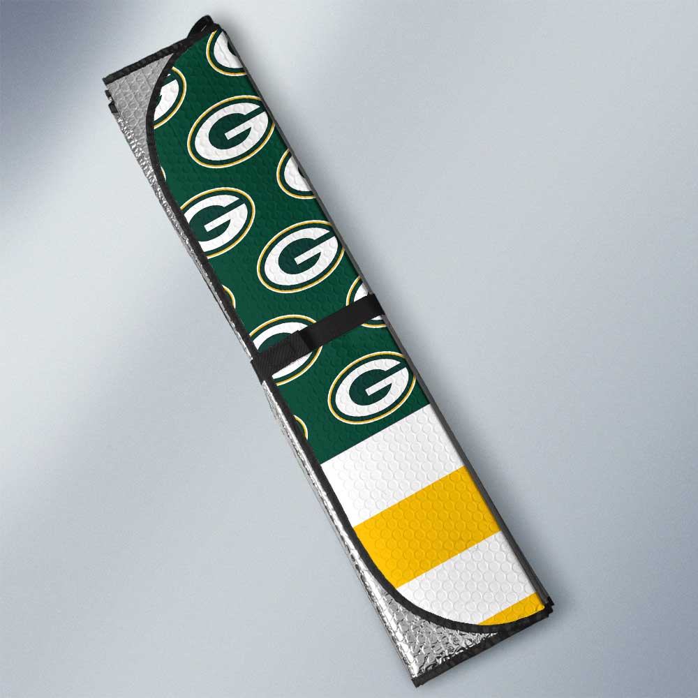 Green Bay Packers Car Sunshade Custom US Flag Style - Gearcarcover - 3