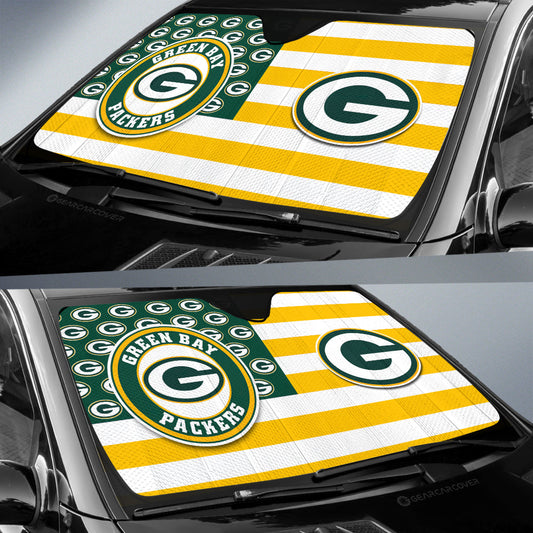 Green Bay Packers Car Sunshade Custom US Flag Style - Gearcarcover - 2