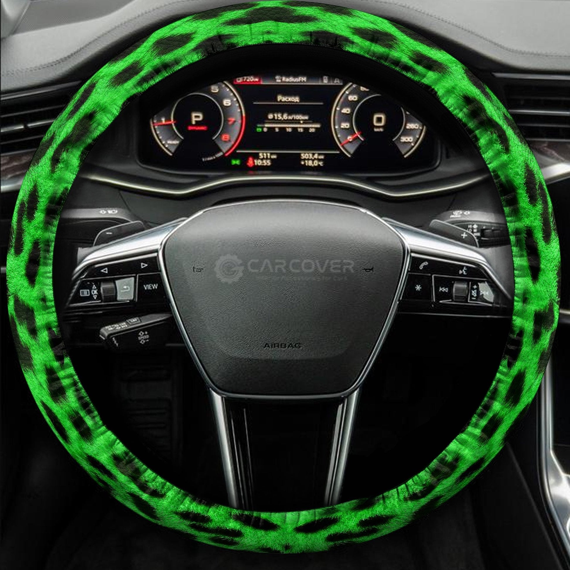 Green Cheetah Skin Steering Wheel Cover Custom Animal Skin Printed Car Interior Accessories - Gearcarcover - 4