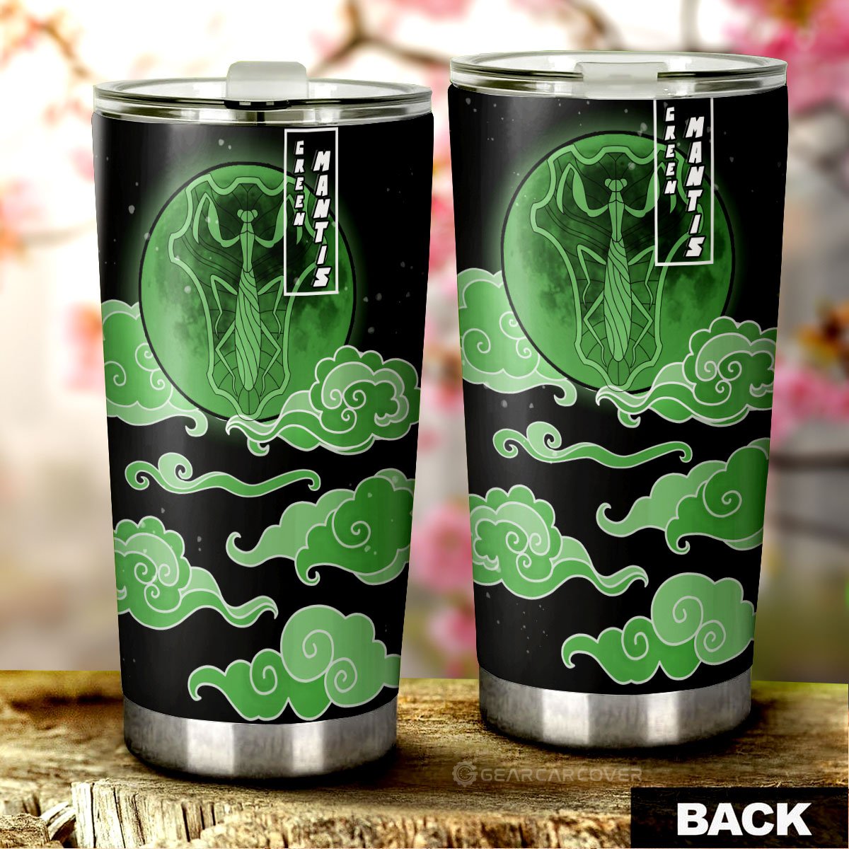 Green Mantis Tumbler Cup Custom Anime Black Clover Car Interior Accessories - Gearcarcover - 3