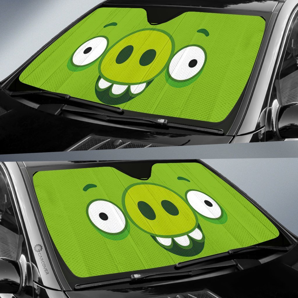 Green Pig Car Sunshade Custom Cartoon Eyes Car Accessories - Gearcarcover - 2