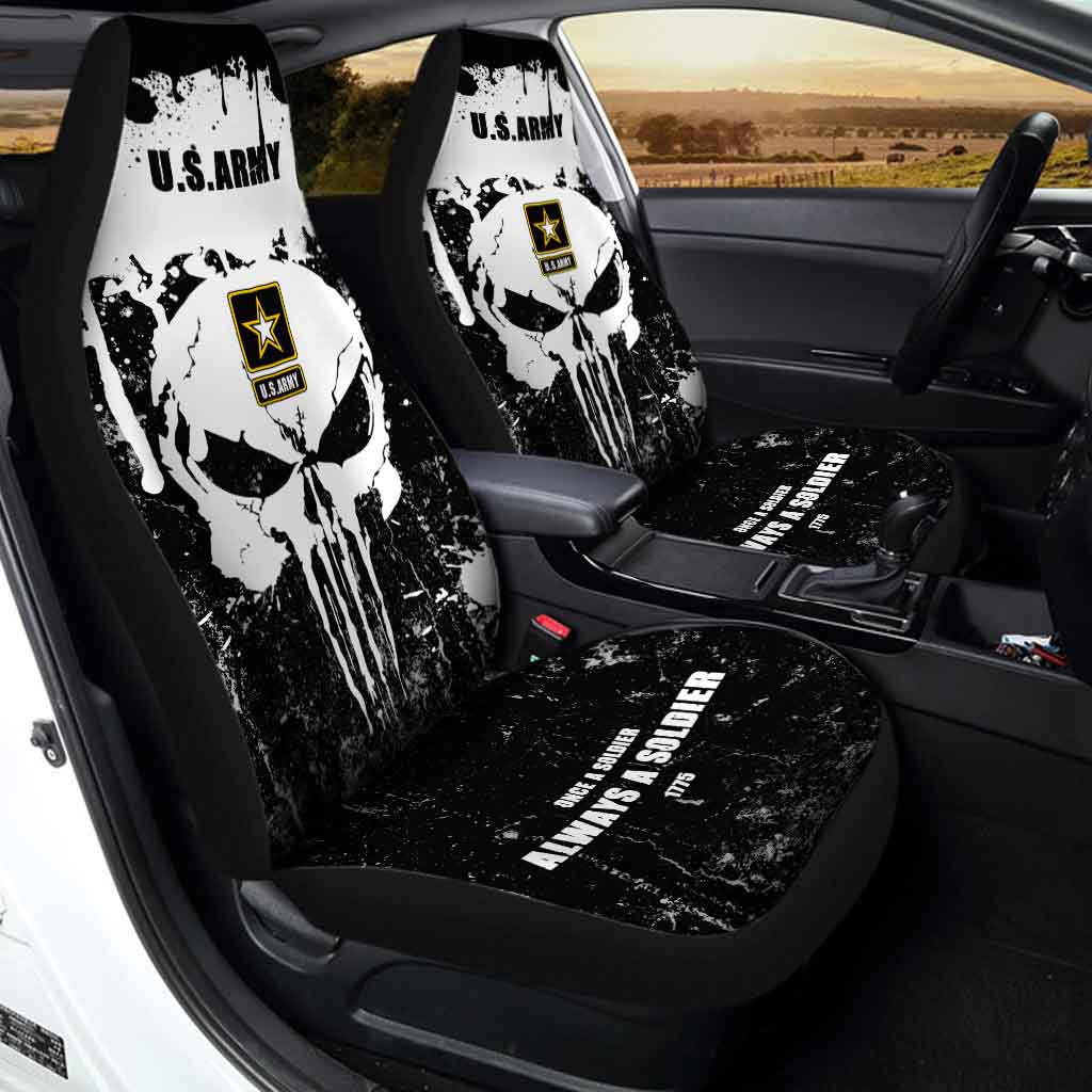 Grunge Skull Car Seat Covers Custom US Army Car Accessories - Gearcarcover - 2