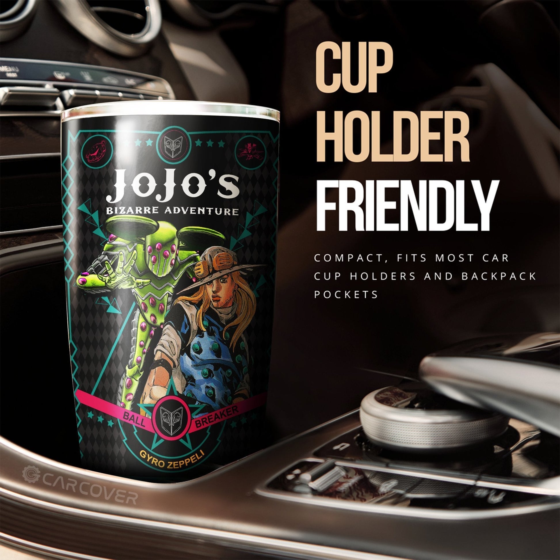 Gyro Zeppeli Tumbler Cup Custom JoJo's Bizarre Adventure Anime Car Interior Accessories - Gearcarcover - 2