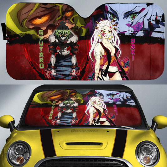 Gyutaro And Daki Car Sunshade Custom Demon Slayer Anime - Gearcarcover - 1